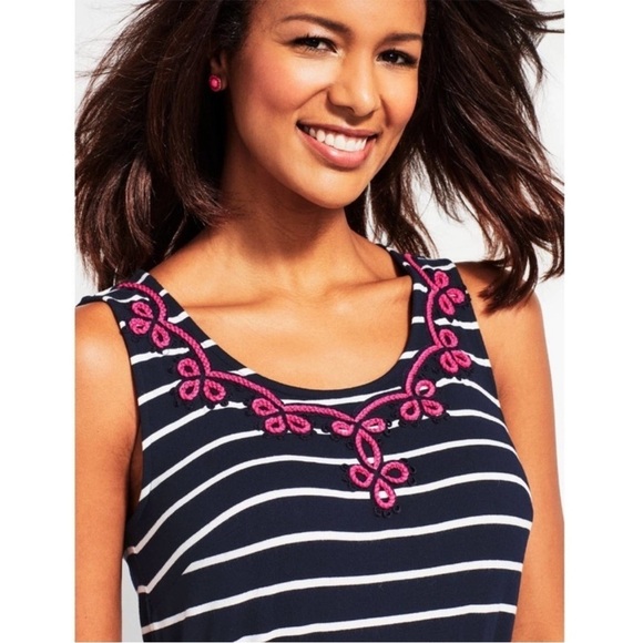 Talbots Embroidered Stripe Maxi Dress - Picture 2 of 14